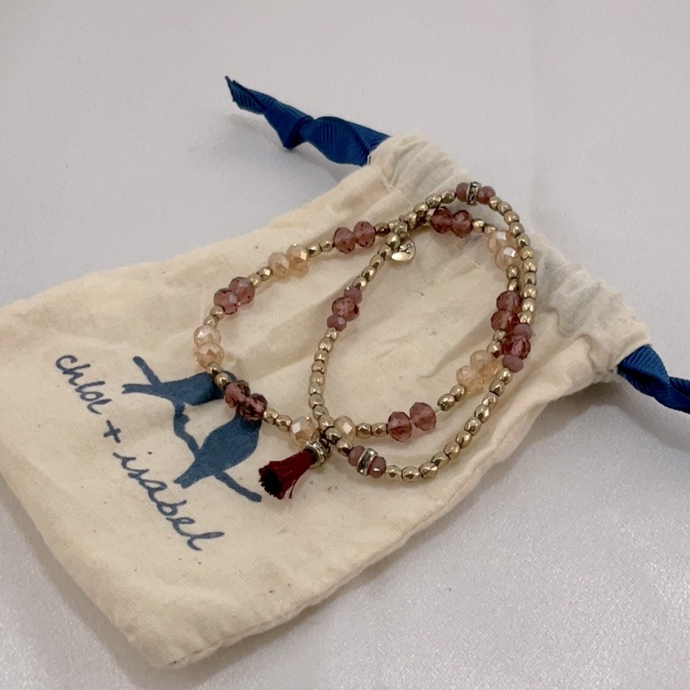 C&I stretch ndouble bracelet with gold and crystal accent.  New.